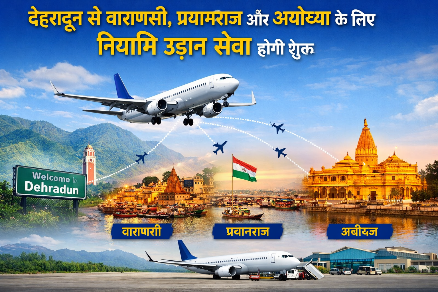 देहरादून से वाराणसी, प्रयागराज और अयोध्या के लिए नियमित उड़ान सेवा होगी शुरू