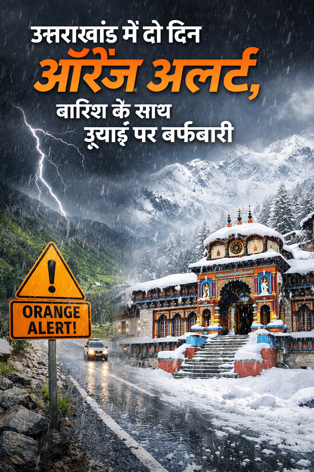 उत्तराखंड में दो दिन ऑरेंज अलर्ट, बारिश के साथ ऊंचाई पर बर्फबारी