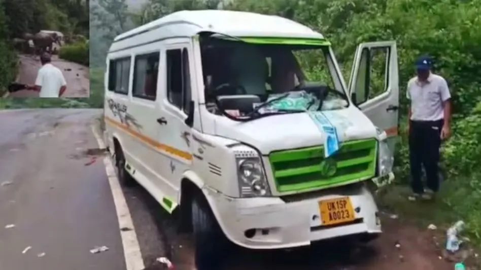 कोटद्वार में हाईवे पर हाथियों का तांडव, टेंपो ट्रैवलर क्षतिग्रस्त; ढाई घंटे जाम