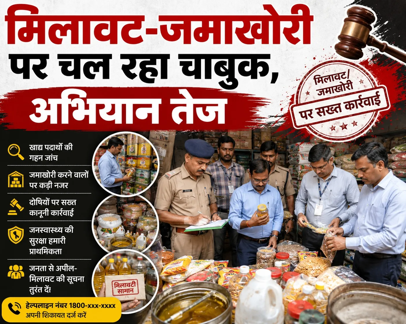 मिलावट-जमाखोरी पर चल रहा चाबुक, अभियान तेज