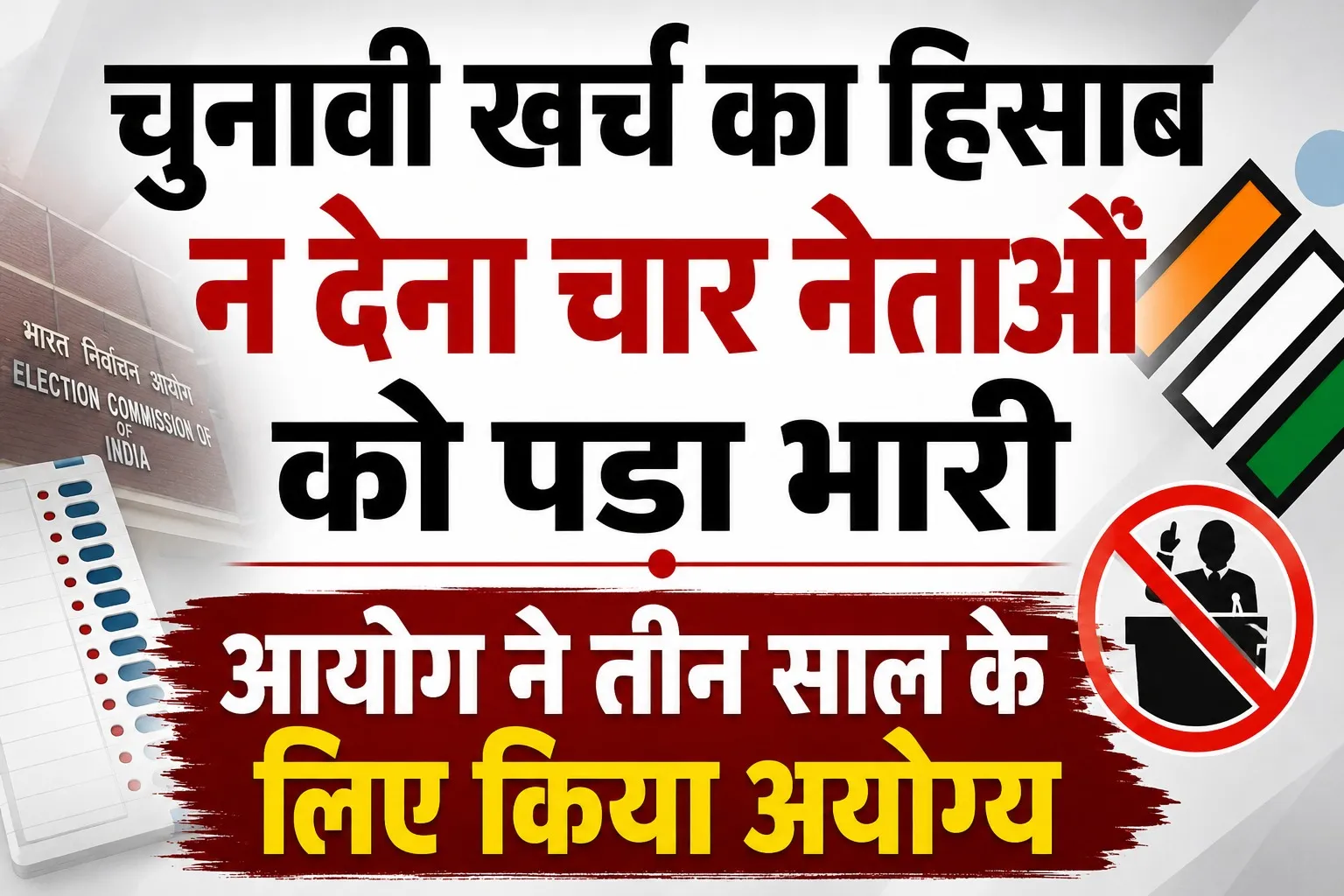 चुनावी खर्च का हिसाब न देना चार नेताओं को पड़ा भारी, आयोग ने तीन साल के लिए किया अयोग्य