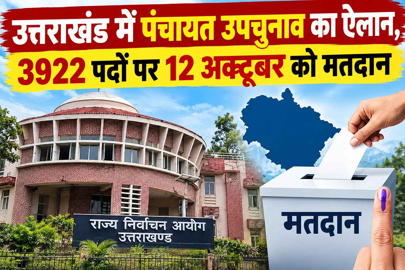 उत्तराखंड में पंचायत उपचुनाव का ऐलान, 3922 पदों पर 12 अक्टूबर को मतदान