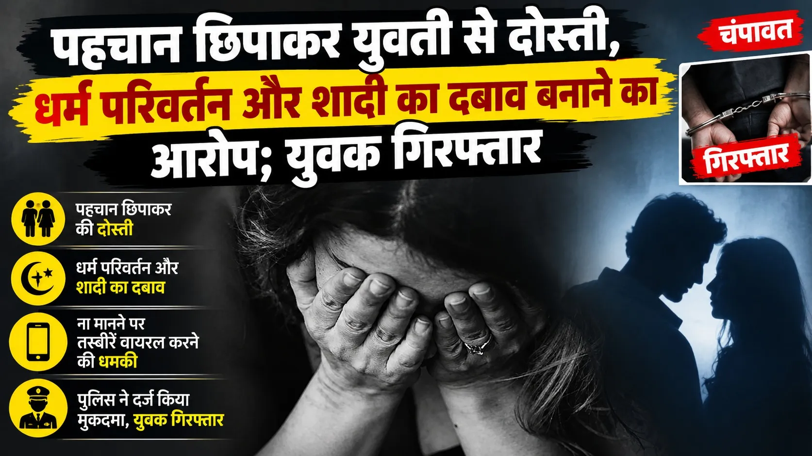 पहचान छिपाकर युवती से दोस्ती, धर्म परिवर्तन और शादी का दबाव बनाने का आरोप; युवक गिरफ्तार