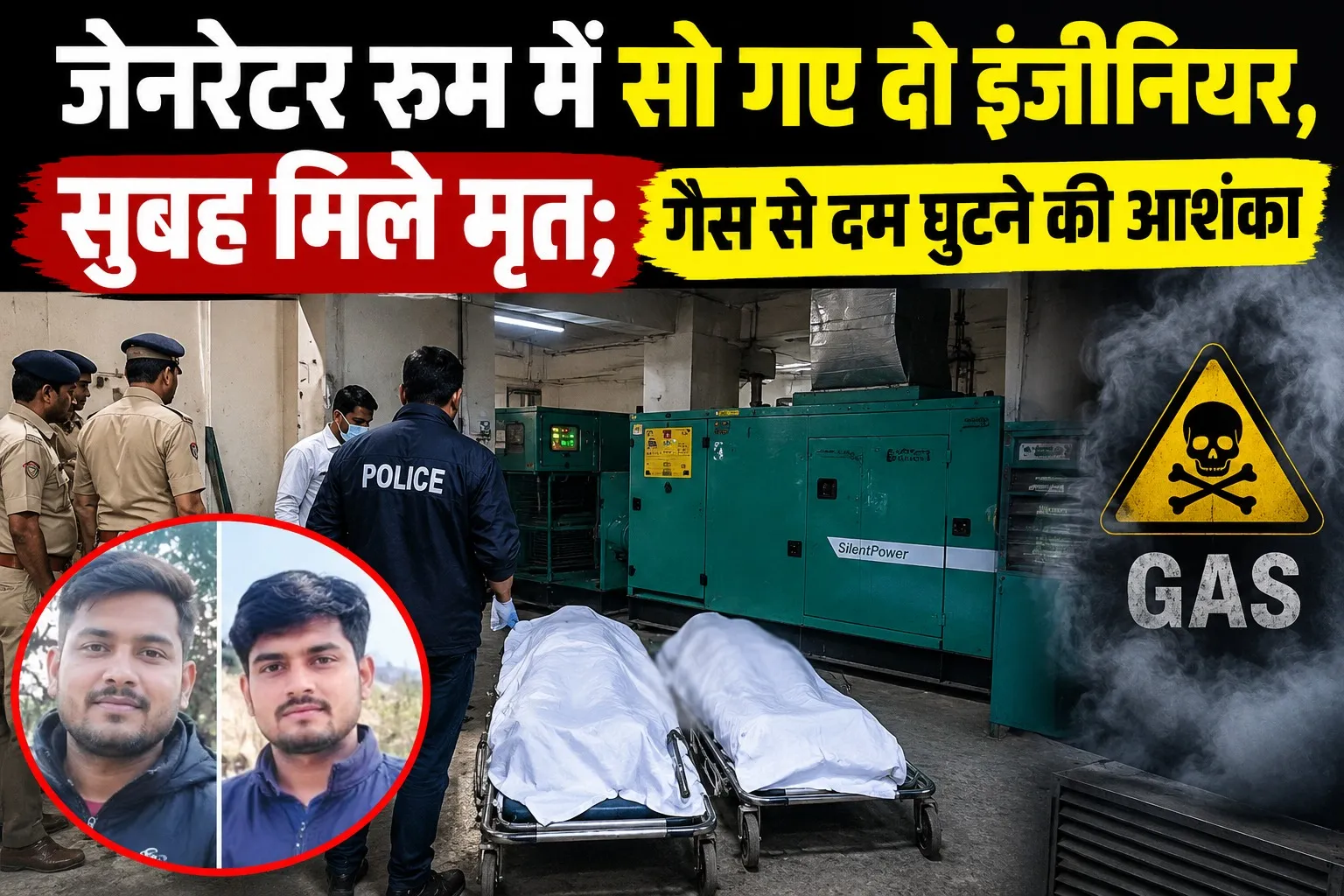 जेनरेटर रूम में सो गए दो इंजीनियर, सुबह मिले मृत; गैस से दम घुटने की आशंका