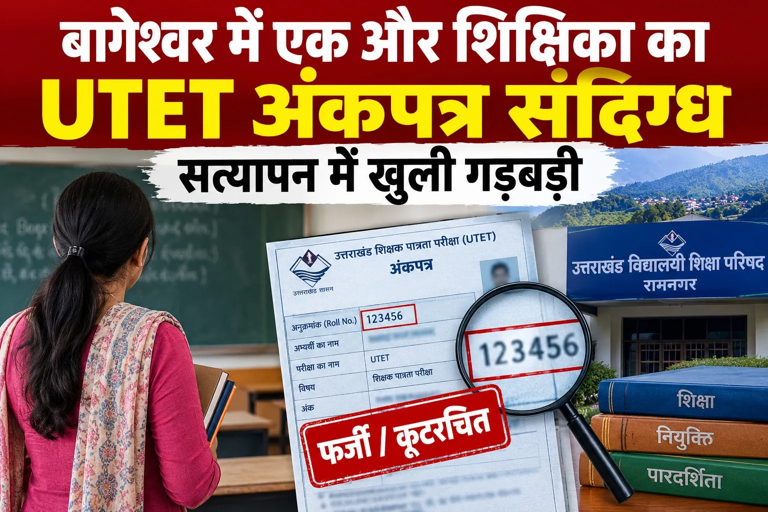 बागेश्वर में एक और शिक्षिका का UTET अंकपत्र संदिग्ध, सत्यापन में खुली गड़बड़ी