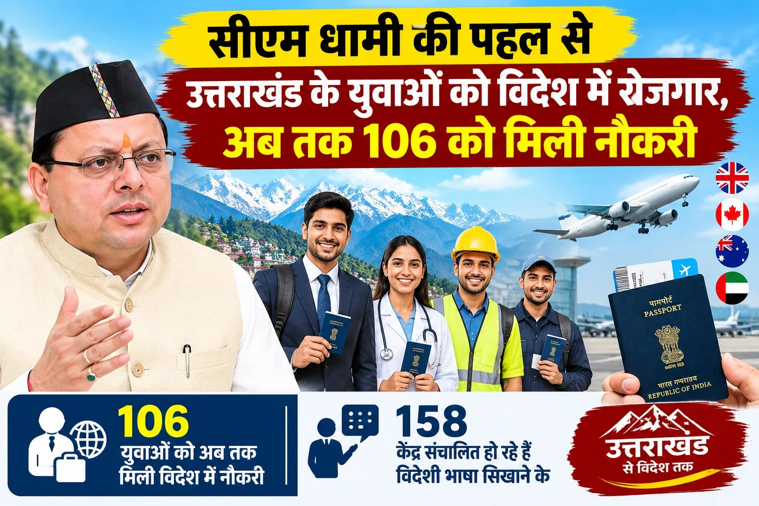सीएम धामी की पहल से उत्तराखंड के युवाओं को विदेश में रोजगार, अब तक 106 को मिली नौकरी